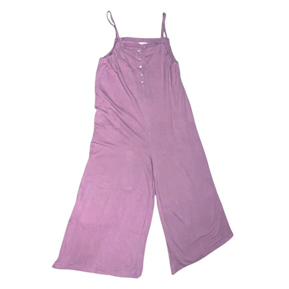 Easel Womens Mauve Pink Wide-Leg Jumpsuit Size Large Button Front & Adjustable S - Picture 1 of 7